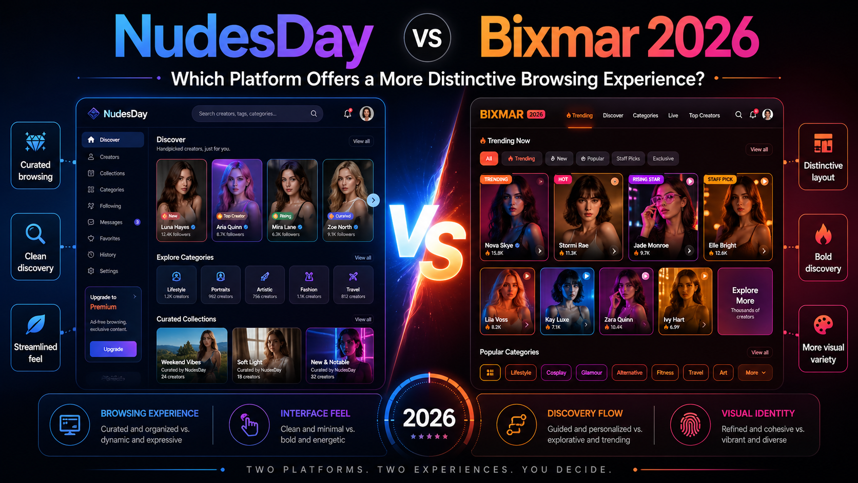 NudesDay vs Bixmar 2026: Which Platform Offers a More Distinctive Browsing Experience?
