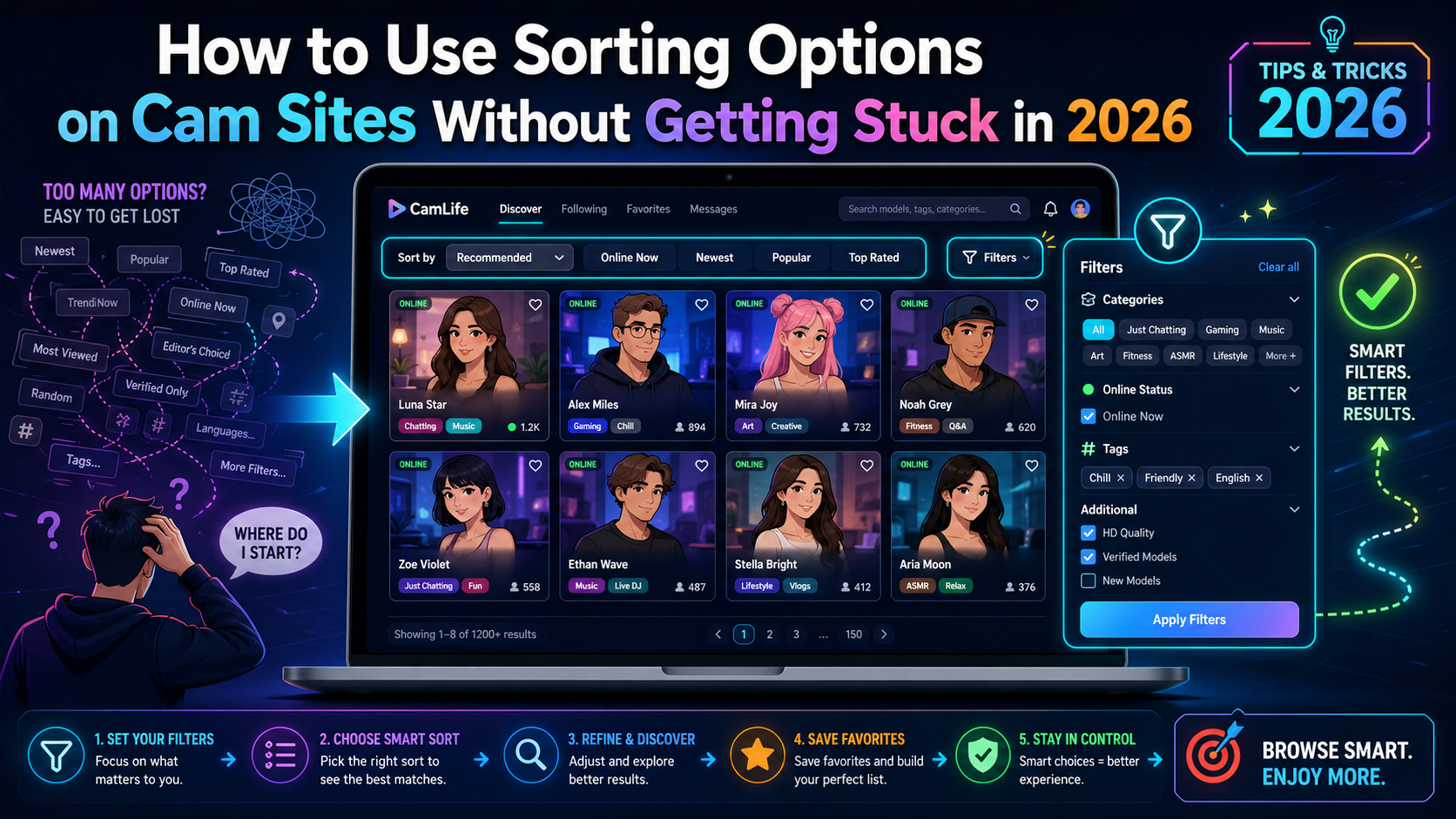 How to Use Sorting Options on Cam Sites Without Getting Stuck in 2026